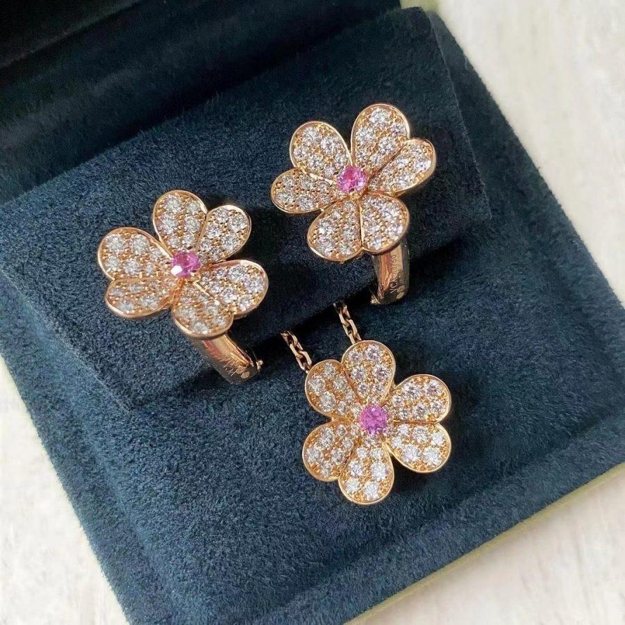 [Demi jewelry]FRIVOLE PINK GOLD FLOWER DIAMOND EARRINGS