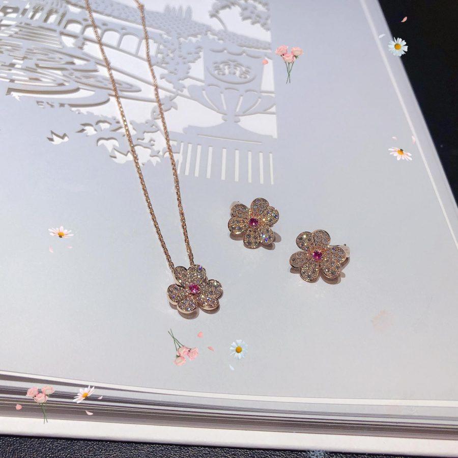 [Demi jewelry]FRIVOLE ROSE GOLD FLOWER DIAMOND NECKLACE