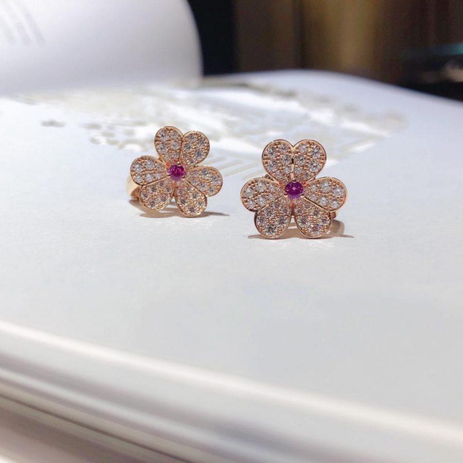 [Demi jewelry]FRIVOLE PINK GOLD FLOWER DIAMOND EARRINGS