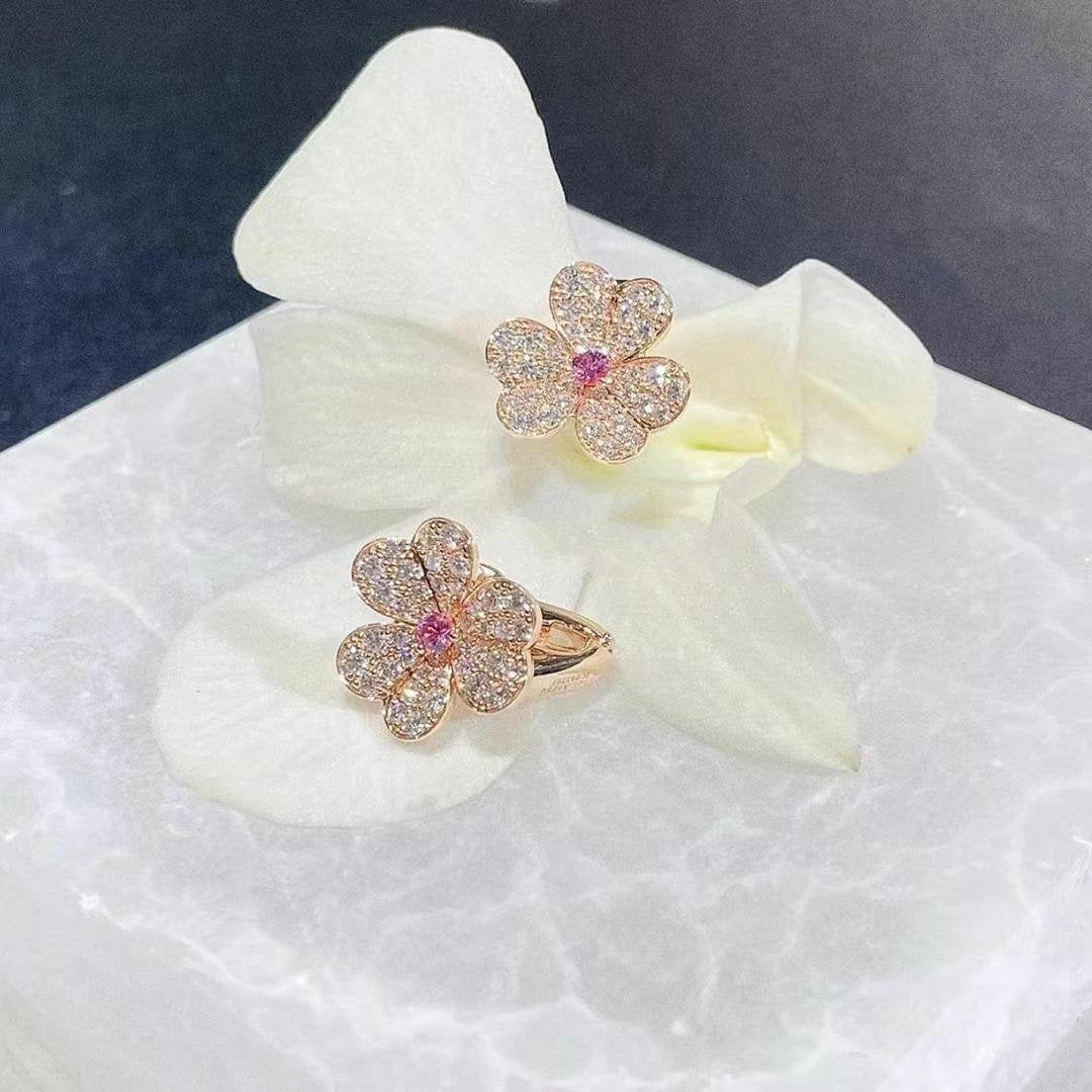 [Demi jewelry]FRIVOLE PINK GOLD FLOWER DIAMOND EARRINGS