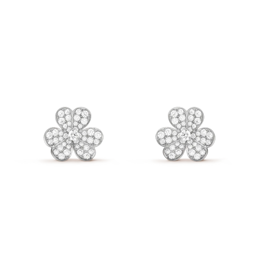 [Mystic]FRIVOLE SILVER FLOWER DIAMOND EARRINGS