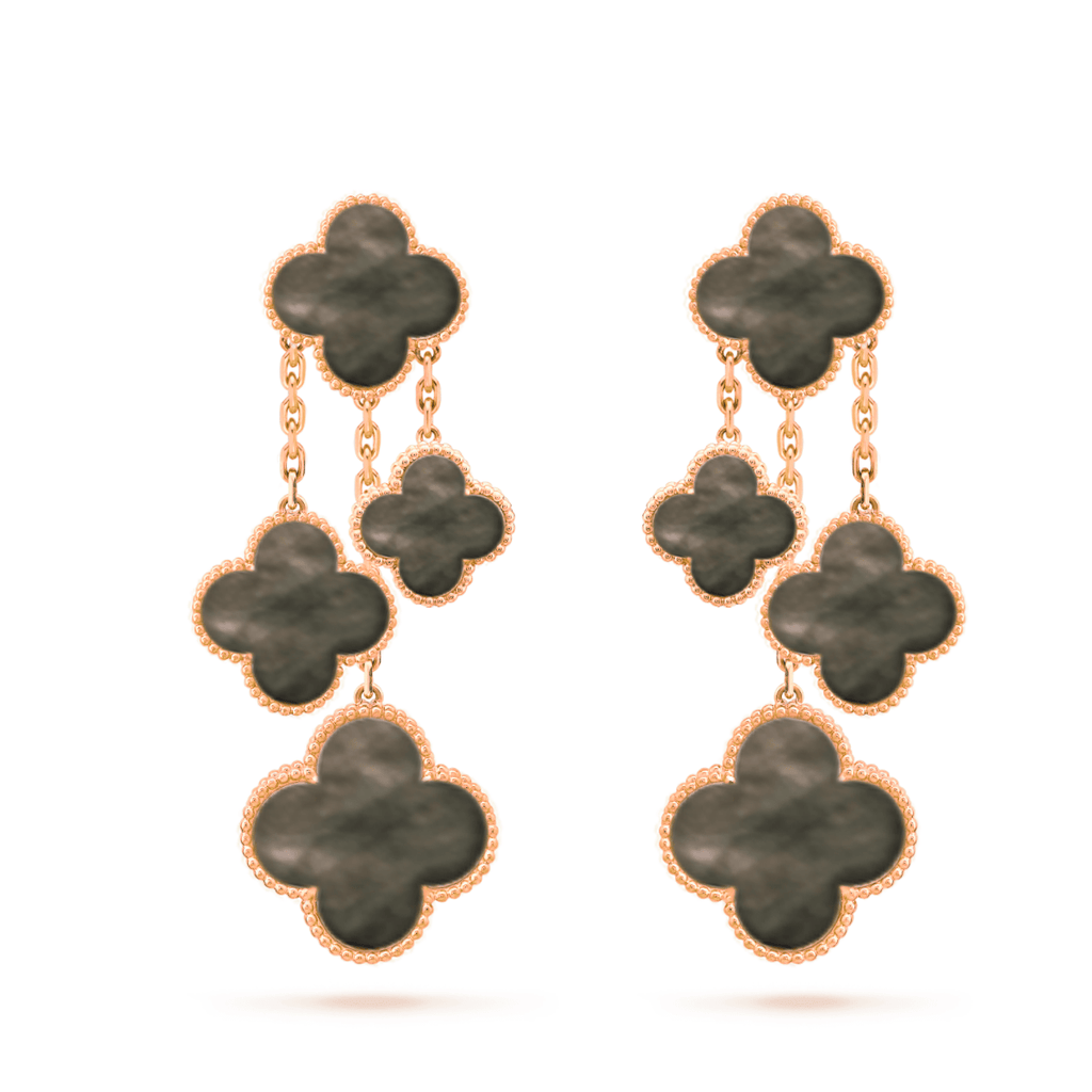 [Demi jewelry]CLOVER EARRINGS DARK MOP 4 MOTIFS ROSE GOLD