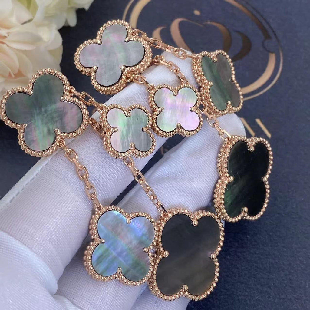 [Demi jewelry]CLOVER EARRINGS DARK MOP 4 MOTIFS ROSE GOLD