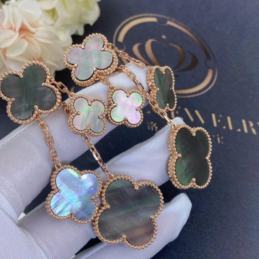 [Demi jewelry]CLOVER EARRINGS DARK MOP 4 MOTIFS ROSE GOLD