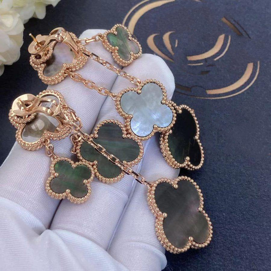 [Demi jewelry]CLOVER EARRINGS DARK MOP 4 MOTIFS ROSE GOLD
