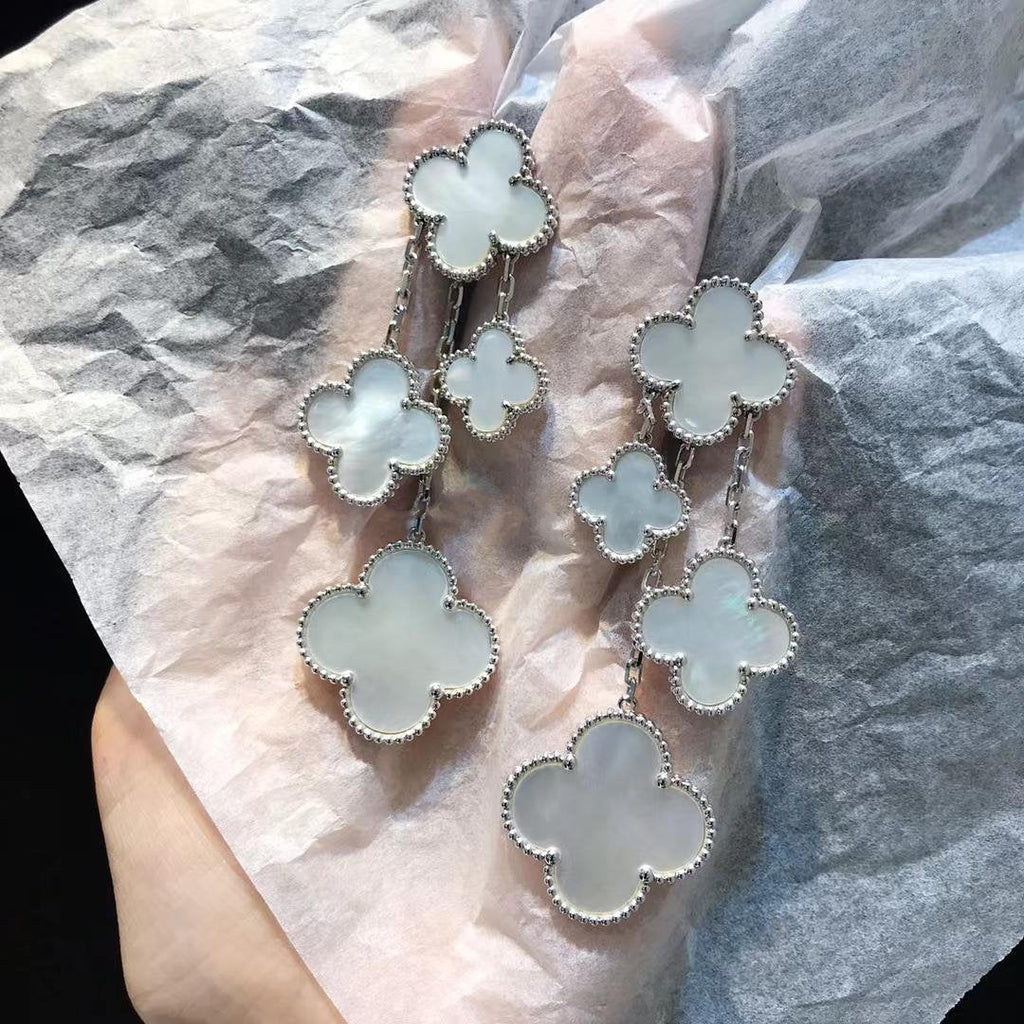[Demi jewelry]CLOVER EARRINGS WHITE MOP 4 MOTIFS SILVER