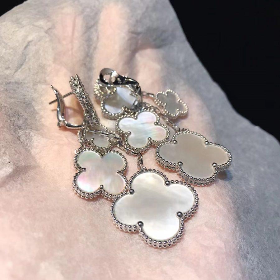 [Demi jewelry]CLOVER EARRINGS WHITE MOP 4 MOTIFS SILVER