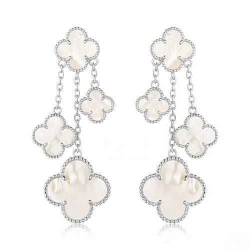 [Demi jewelry]CLOVER EARRINGS WHITE MOP 4 MOTIFS SILVER