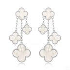 [Demi jewelry]CLOVER EARRINGS WHITE MOP 4 MOTIFS SILVER