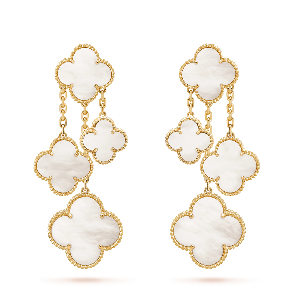 [Demi jewelry]CLOVER EARRINGS WHITE MOP 4 MOTIFS GOLD