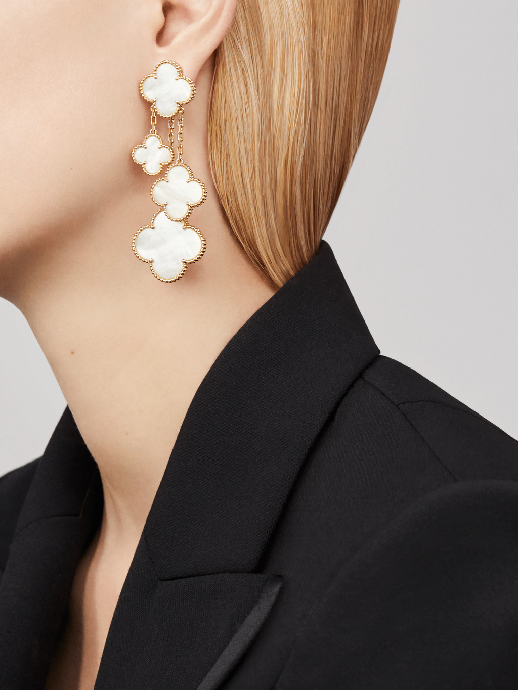 [Demi jewelry]CLOVER EARRINGS WHITE MOP 4 MOTIFS GOLD