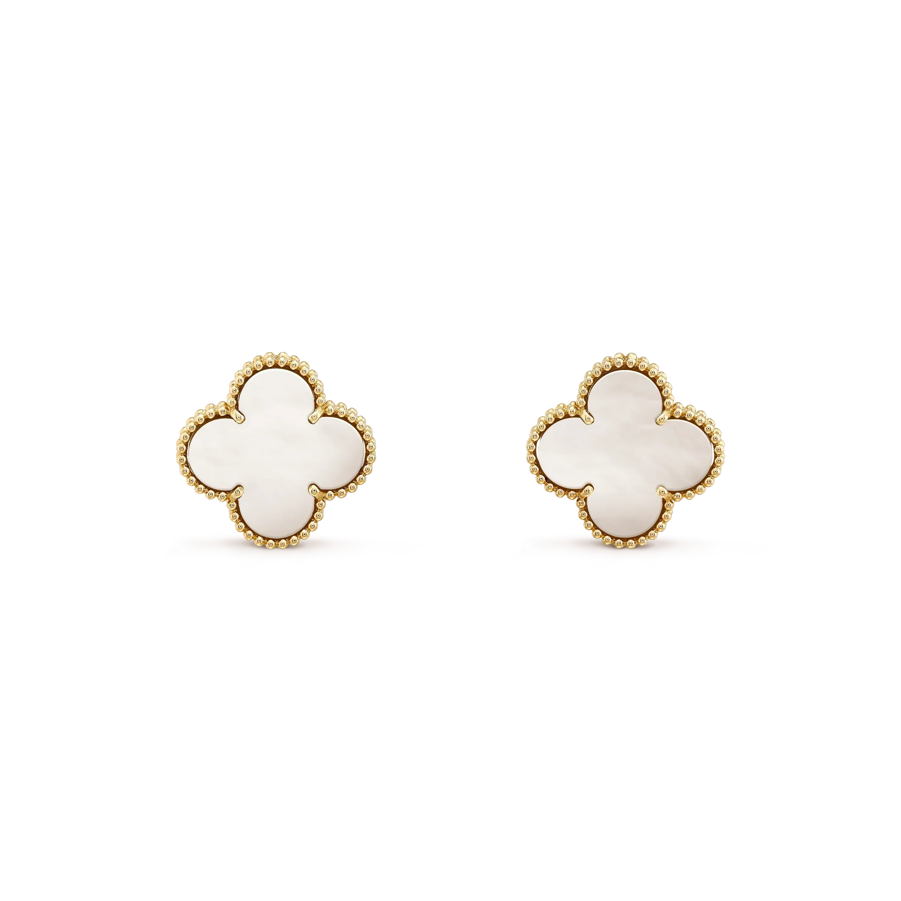 [Demi jewelry]CLOVER MEDIUM 1 MOTIFS  WHITE MOP STUD EARRINGS