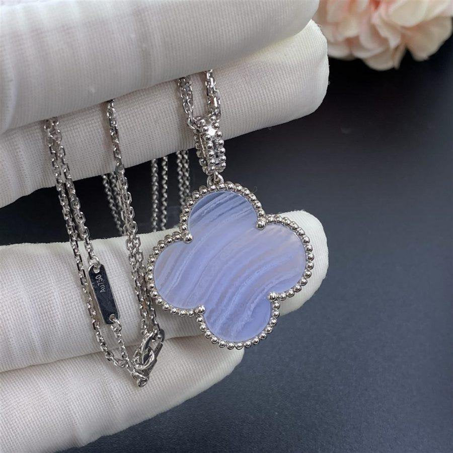 [Demi jewelry]CLOVER SILVER CHALCEDONY BIG CLOVER NECKLACE