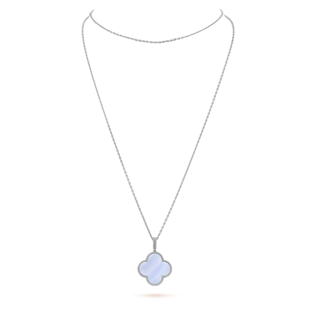 [Demi jewelry]CLOVER SILVER CHALCEDONY BIG CLOVER NECKLACE