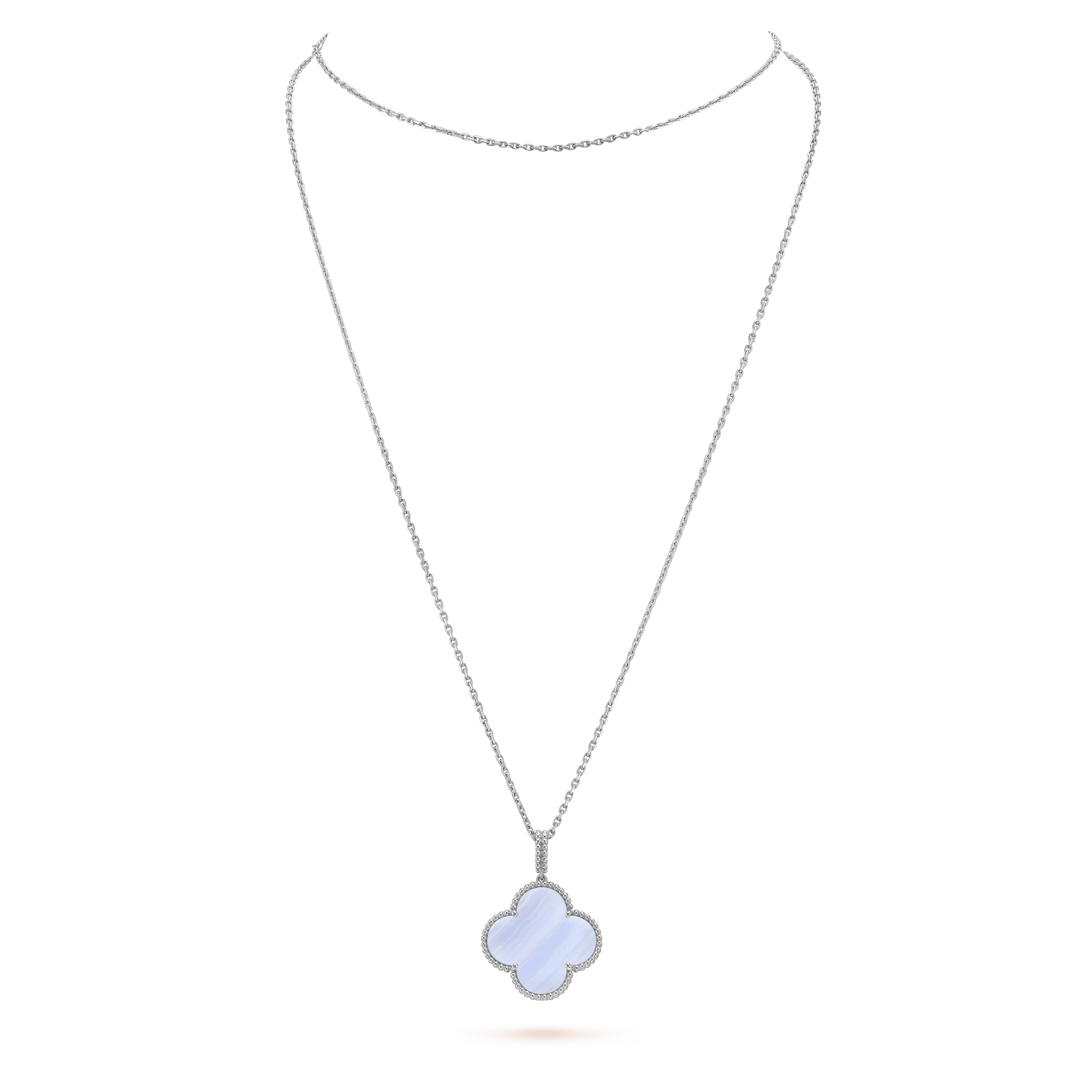 [Demi jewelry]CLOVER SILVER CHALCEDONY BIG CLOVER NECKLACE