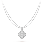 [Demi jewelry]CLOVER 25MM SILVER FULL DIAMOND BIG CLOVER NECKLACE
