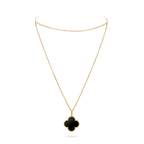 [Demi jewelry]CLOVER 25MM GOLD ONYX BIG CLOVER NECKLACE