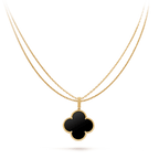 [Demi jewelry]CLOVER 25MM GOLD ONYX BIG CLOVER NECKLACE