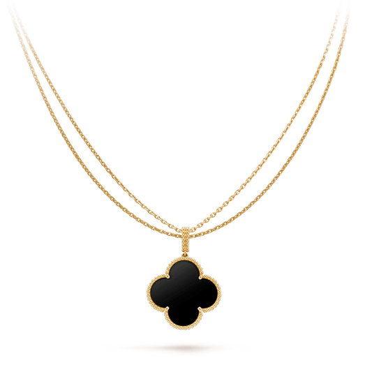 Mysitc CLOVER 25MM GOLD ONYX BIG CLOVER NECKLACE