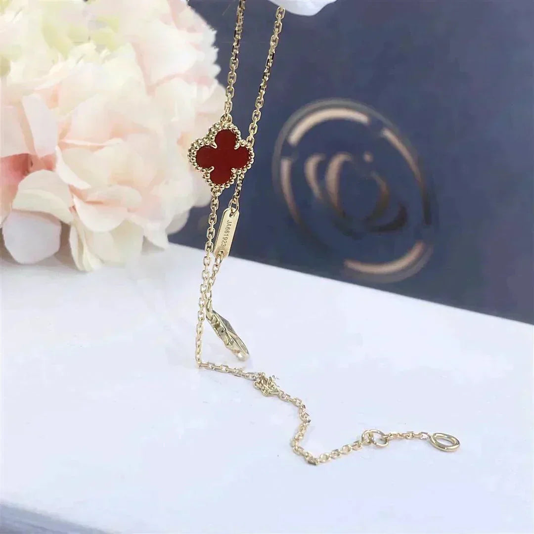 [Demi jewelry]CLOVER  CARNELIAN SINGLE FLOWER BRACELET