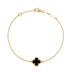 [Demi jewelry]CLOVER ONYX SINGLE FLOWER BRACELET