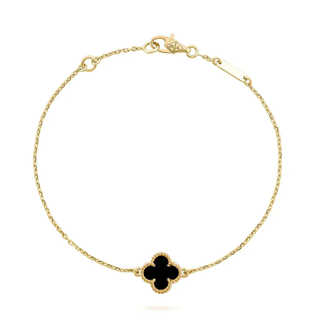 [Demi jewelry]CLOVER ONYX SINGLE FLOWER BRACELET