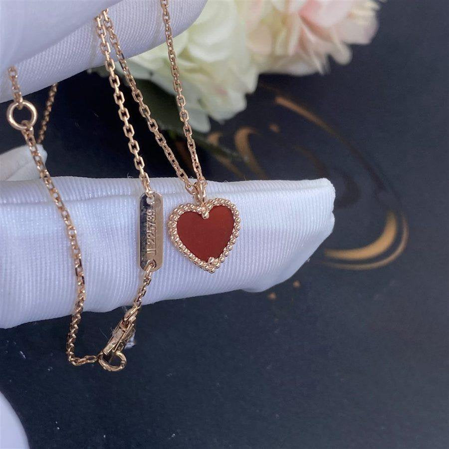[Demi jewelry]SWEET CLOVER CARNELIAN HEART NECKLACE