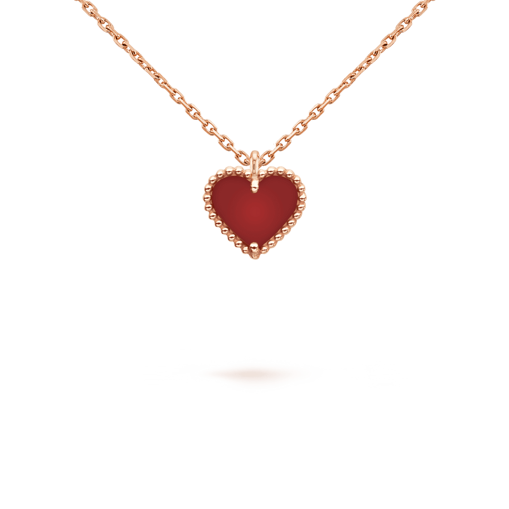 [Demi jewelry]SWEET CLOVER CARNELIAN HEART NECKLACE