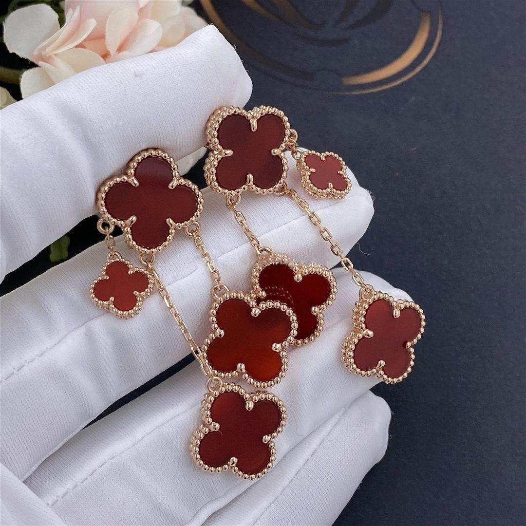 [Demi jewelry]CLOVER EARRINGS CARNELIAN 4 MOTIFS PINK GOLD