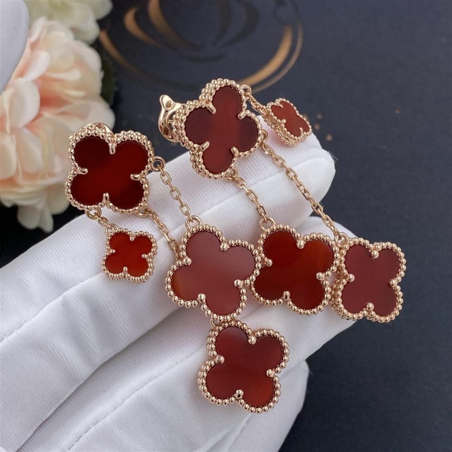 [Demi jewelry]CLOVER EARRINGS CARNELIAN 4 MOTIFS PINK GOLD