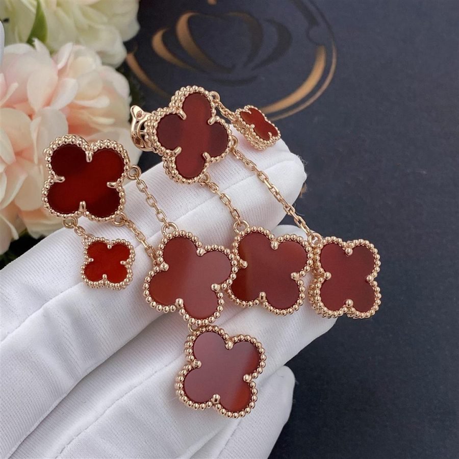 [Demi jewelry]CLOVER EARRINGS CARNELIAN 4 MOTIFS PINK GOLD