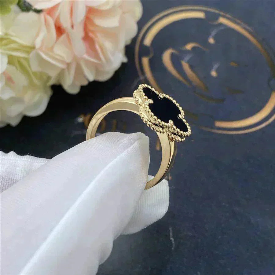 [Demi jewelry]CLOVER ONYX RING