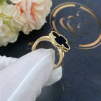 [Demi jewelry]CLOVER ONYX RING