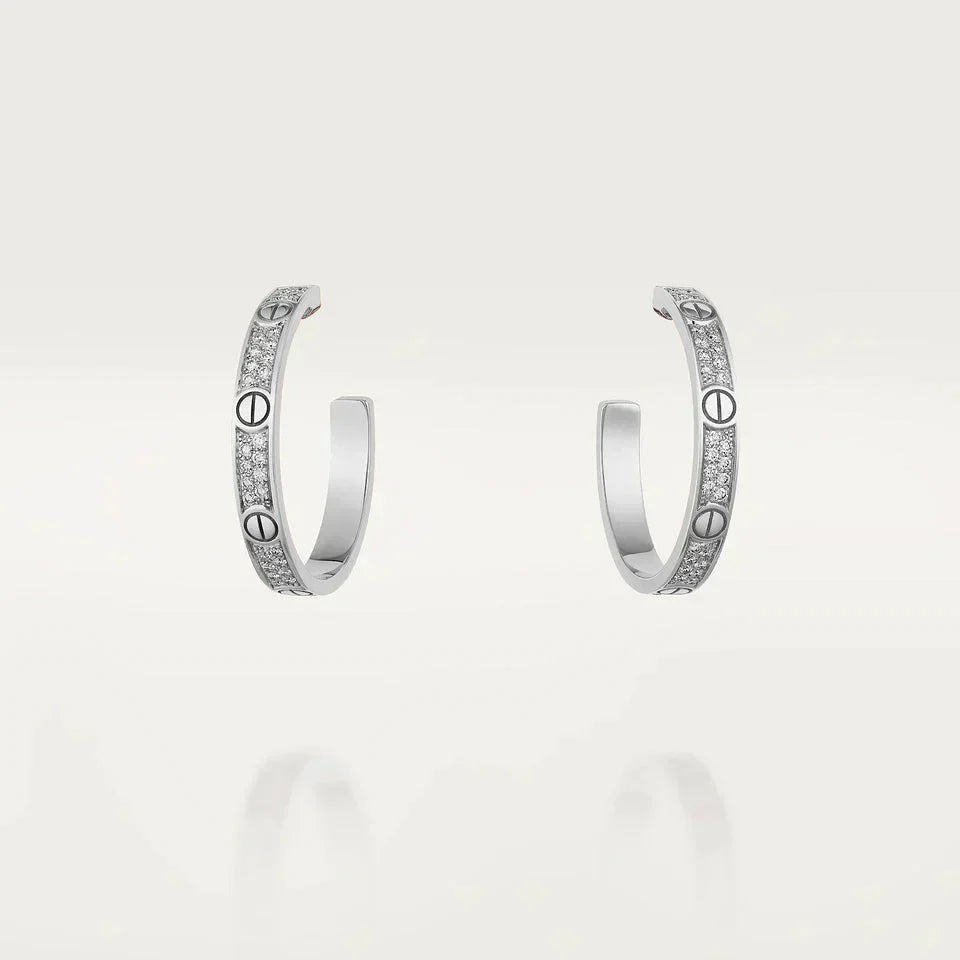 [Demi jewelry]LOVE DIAMOND SILVER HOOP EARRINGS