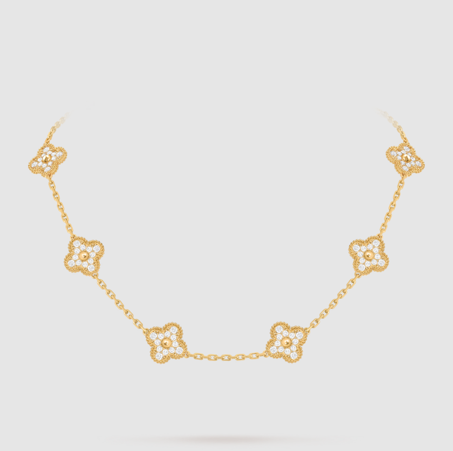 [Demi jewelry]CLOVER 10 MOTIFS FULL DIAMOND NECKLACE