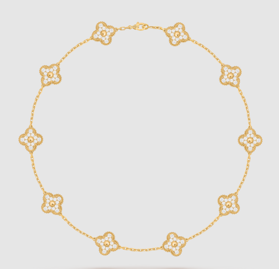 [Demi jewelry]CLOVER 10 MOTIFS FULL DIAMOND NECKLACE