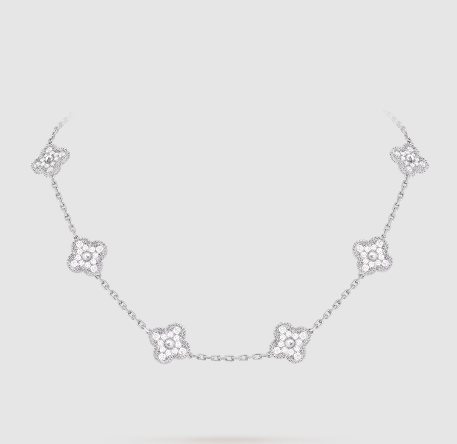 [Demi jewelry]CLOVER 10 MOTIFS FULL DIAMOND NECKLACE
