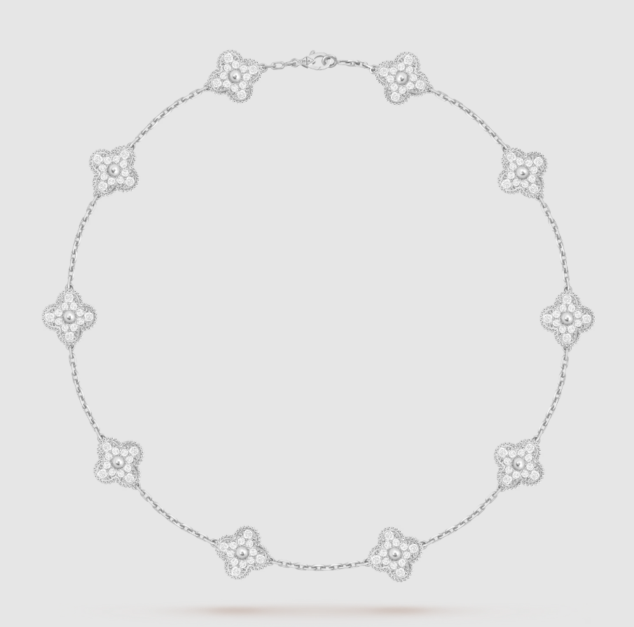 [Demi jewelry]CLOVER 10 MOTIFS FULL DIAMOND NECKLACE