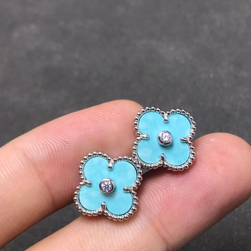 [Demi jewelry]CLOVER 1 DIAMOND BLUE SKY SILVER EARRINGS