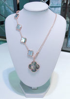 [Demi jewelry]COMBINED BRACELET 5 MOTIFS AND NECKLACE DARK MOP ROSE GOLD