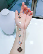 [Demi jewelry]COMBINED BRACELET 5 MOTIFS AND NECKLACE DARK MOP ROSE GOLD