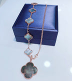 [Demi jewelry]COMBINED BRACELET 5 MOTIFS AND NECKLACE DARK MOP ROSE GOLD