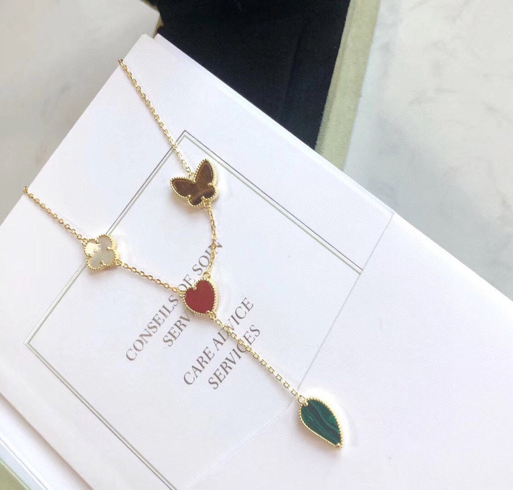 [Demi jewelry]LUCKY SPRING 4 MOTIFS ROSE GOLD NECKLACE
