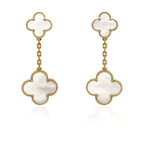[Demi jewelry]CLOVER 2 MOTIF WHITE MOP EARRINGS