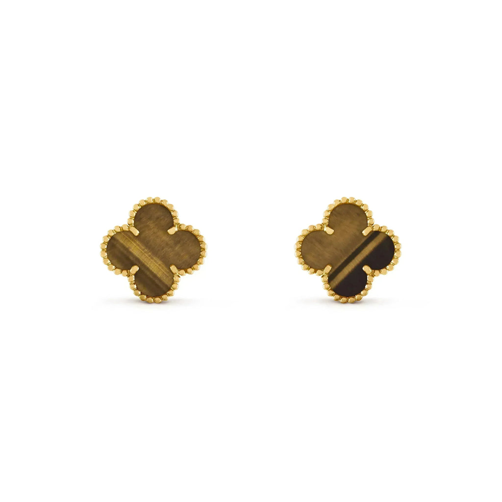 [Demi jewelry]CLOVER MEDIUM 1 MOTIFS TIGER EYE EARRINGS