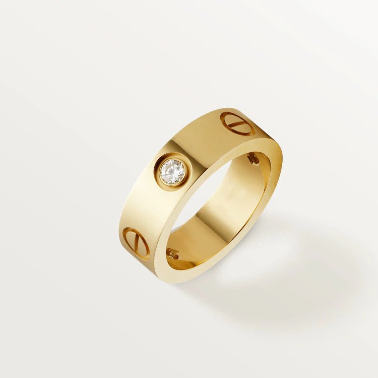[Demi jewelry]LOVE RING 5.5MM 3 DIAMONDS PINK GOLD