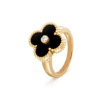 [Demi jewelry]CLOVER ONYX RING GOLD DIAMOND
