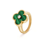 [Demi jewelry]CLOVER MALACHITE RING GOLD DIAMOND