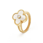 [Demi jewelry]CLOVER PINK MOP RING GOLD DIAMOND
